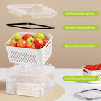 5 Pack Fruit Storage Containers for Fridge, Plastic Fruit Containers for Fridge with Removable Colanders, Leakproof Fridge Organizers and Storage for Berry Vegetable Salad Lettuce Meat Food