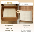 Kigley 3 Pcs Wood Pegboard Drawer Organizer with 32 Pegs Wooden Peg Board Drawer Shelf Organizer Adjustable Peg System for Dishes Plate Pot Container Cookware Utensil Kitchen(20.98 x 5.91 in)