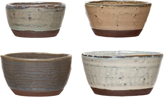 Stoneware Bowls with Reactive Glaze Finish, Set of 4