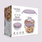 Bentgo Glass Salad Container - 7.6-Cup Salad Bowl with Airtight Lid, Leak-Proof Sauce Container, 4-Compartment Bento Tray & Reusable Fork - BPA-Free for Meal Prep, Office & More (Lavender)