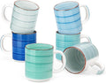 vancasso Bonita Ceramic Coffee Mug Set of 6,16 Oz Coffee Cups with Large Handle for Tea,Latte,Cappuccino,Milk,Cocoa,Dishwasher&Microwave Safe(Blue)