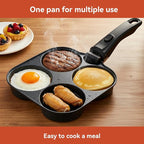 4-Cup Egg Pan Nonstick, Aluminum Omelette Pan with Detachable Handle, Fast Heating Breakfast Omelette Skillet for Fried Eggs Cooker, Pancakes, Suitable for Gas Stove & Induction Cookware