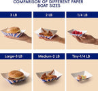 JOLLY CHEF 250 Pack 1/4 Lb Paper Food Trays, Mini Disposable Food Boat for Gameday, Small Paper Food Serving Boats for Snack Dessert Taco Nacho