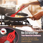 Silicone Kitchen Utensils Set, E-far 23 Pcs Red Cooking Utensils Tools with Holder for Nonstick Cookware, Include Spatula/Spoon/Ladle/Tongs/Turner, Heat Resistant & Nontoxic, Dishwasher Safe