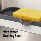 Zulay Kitchen Large Silicone Sponge Holder (12x4) – Flexible Sink Organizer Tray for Kitchen & Bathroom – Multipurpose Soap Dish for Sponges, Makeup, Trinkets & More (Grey)