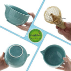 Clay&Fire Matcha Whisk Set, Ceramic Matcha Set, Matcha Bowl with Spout and Whisk, 9 pcs Matcha Tea Kit for Matcha Lovers, Ideal Gift Christmas, Birthday (Blue)