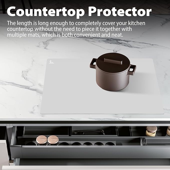 Super Kitchen Extra Large Multipurpose Silicone Nonstick Baking Mat, Pastry Mat, Heat Resistant Nonskid Table Mat, Countertop Protector, 23.4'' By 15.6''(Cool Gray)