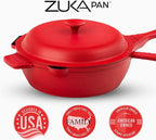 ZUKA 10 in 1 Ceramic Pan by Granitestone, Large 10 Inch Saute Pan with Lid Serves as Deep Frying Set with Steamer, Everyday Skillet, Non Toxic Ceramic Nonstick, Induction Oven & Dishwasher Safe