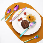 Hammered Silverware Rainbow Stainless Steel Flatware Set for 4 include Forks Spoons and Knives Modern Eating Utensils for Kitchen Restaurant Parties Everyday Uses