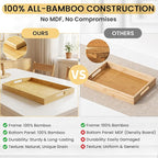 Bamboo Serving Tray with Handles Set of 3 - Decorative Wooden Trays for Eating, Working, and Storing, Suitable for Use in Bedroom, Living Room, Kitchen, Bathroom, Outdoor Scenarios and More