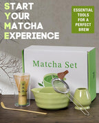 Matcha Whisk Set - 5PCS Matcha Set Includes 17OZ Chawan with Spout, Bamboo Chasen Whisk with Ceramic Holder, Matcha Scoop and Stainless Sifter, Matcha Kit for Ceremony, Gift for Matcha Lovers