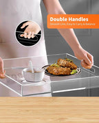 Acrylic Serving Tray Set of 3-16x12 & 7.7x11.4 Inch Clear Luxury Trays for Kitchen, Dining, Bathroom Organizer - Non-Slip, Scratch-Resistant, Spill-Proof Design - Ideal Gift for Housewarming, Parties