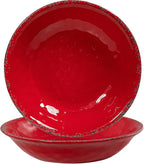 13.75" x2.75'' Extra Large Melamine Serving Bowls, Set of 2, Christmas Bowls Set for Salad, Pasta, Fruit, Unbreakable Farmhouse Deep Bowl. Durable and Dishwasher Safe, True Red