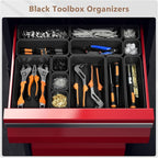 A-LUGEI【𝟰𝟲𝗣𝗖𝗦 & 5 Size】Tool Box Organizer Tray Divider Set, 【Black】 Bathroom Drawer Organizer Bin, Garage Organization and Storage Toolbox Rolling Tool Chest Cart Cabinet WorkBench Small Part