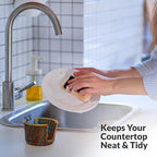 Elevated Lifestyle Ceramic Sponge Holder – Sink Caddy Organizer, Decorative Bathroom and Kitchen Sink Accessories, Allows Sponge to Dry, Ideal Countertop Sponge & Bar Soap Holder - (Marbled Turquoise)