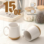 HASENSE Ceramic Coffee Mugs White,15oz Coffee Mugs Set of 6 with Handle, Large Coffee Cups for Latte, Tea, Cocoa and Hot Chocolate,Coffee Mugs for Men and Women, Microwave and Dishwasher Safe, White
