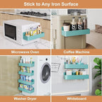 Magnetic Spice Rack for Refrigerator, Kitchen Organizer and Storage Shelf, Blue (4 Pack)…