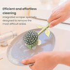 Vigar Florganic Daisy-Shaped Dish Brush with Vase Dish Brush Holder, Dish Brush with Handle, for Pot Scrubber, Kitchen Dishes, and Sink Cleaning, Orange