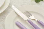 ANNOVA Stainless Steel Colorful Tableware Kitchen Flatware Set Utensils, Includes Dinner Knives, Forks, Spoons, Salad Forks & Dessert Spoons, Modern Rounded Shape (Lilac, 20 Pieces)