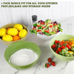 Greentainer 4-Piece Plastic Mixing Bowl Set, 113oz Lightweight Serving Bowls, Large Salad Bowls for Baking,Prepping, Cooking and Serving Food, Dishwasher & Microwave Safe