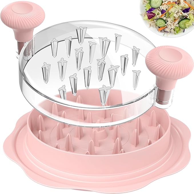10" Pro Chicken Shredder Tool Twist Large for Kitchen, BPA-Free Food-Safe Meat Grinder, Visible Chicken Breast Meat Shredder with Strong Anti-Slip Bottom & Ergonomic Handle, Pink