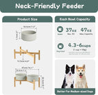 Havniva Ceramic Raised Double Bowls Set with Stand, Food & Water Bowls for Medium Breed Dogs, Weighted Dog Dishes, Pet Bowl(7.3'',41OZ, Grey)