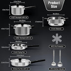 14Pcs Kitchen Pots and Pans Set, Stainless Steel Cookware Set Non Toxic, Induction Cooking Pot and Pan Set with Stay-Cool Handles, Healthy PFAS, PFOA, PFOS Free, Dishwasher Safe