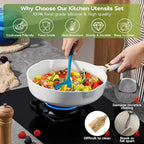 Onader Silicone Kitchen Utensils, Non Toxic Cooking Utensils Set for Nonstick Cookware, Kitchen Gadgets Tools Set of 10 - Colorful