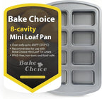 Mini Loaf Pan, 8-Cavity Non-Stick Carbon Steel Baking Pans Set for Banana Bread, Cornbread, Cheesecake, Muffins, Pound Cake, Small Meatloaf, Bread Pan
