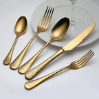 Quality Material Silverware Set with Squared Edge,18/10 Stainless Steel Cutlery Set,20 Piece Flatware Set,Service for 4,Dishwasher Safe(20)(gold)