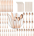 56 Pieces Mirror Rose Gold Silverware Service for 8 Flatware Set Stainless Steel Utensils Cutlery Set Dishwasher Safe