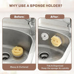 Discount Parts Direct Sponge Holder For Scrub Daddy Mommy Sponge, Bathroom Kitchen Sink Caddy Organizer Storage with Suction Cup, Dishwasher Safe, Keep Sponge Dry, White 2-pack