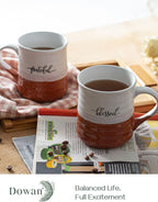 DOWAN 18 oz Large Coffee Mugs, Ceramic Mug Set with Word Blessed Grateful, Big Tea Cup for Office & Home, Thank You Gift for Women Men Mom Dad Christian, 2 Pcs
