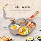Ceramic Egg Frying Pan with Lid, Nonstick 4 Cup Fried Egg Pan with Detachable Handle, Omelette Pan Induction Compatible - Brown