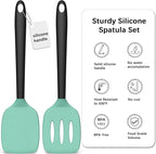 Coukre 2 Pack Silicone Spatula Set, High Heat Resistant, BPA Free Kitchen Spatula, Solid & Slotted Turner for Non-Stick Pans, Sautéing, and Flipping (2, AquaGreen)