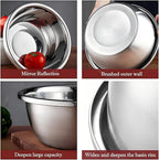 meleg otthon Stainless Steel Mixing Bowl, 23 Quart Salad Bowl, Metal Bowls, Stainless Steel Basin, Heavy Duty Deeper Edge Mirror Finish Dishwasher Safe Bowl