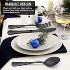 LIANYU 40 Piece Matte Black Silverware Set, Stainless Steel Black Flatware Cutlery Set for 8, Fancy Kitchen Utensil Tableware for Home Restaurant Party, Satin Finish, Dishwasher Safe