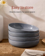 famiware Milkyway 33 oz Bowl Set, Pasta Bowls Set of 8, Salad Bowls Perfect for Your Friend for Housewarming, Thanksgiving, Christmas, Dark Gray