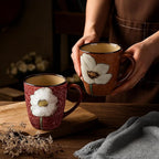 Maxdot 2 Pcs 12oz Ceramic Coffee Mugs Sets Glazing Process Cappuccino Mug Floral Ceramic Tea Cups Mother's Day Idea Gift for Women Mom Porcelain Cup for Coffee, Cocoa, Tea, Latte (Vintage)