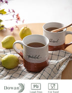 DOWAN 18 oz Large Coffee Mugs, Ceramic Mug Set with Word Blessed Grateful, Big Tea Cup for Office & Home, Thank You Gift for Women Men Mom Dad Christian, 2 Pcs