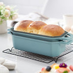 Bread Pan Cast Iron Loaf Pan with Lid Bread Loaf Pan 8.5x4.5 Inch Loaf Pan Enameled Cast Iron Sourdough Loaf Pan, LightBlue