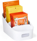 YouCopia ShelfBin Packet Organizer, 4-Tier Stairstep Raised Divided Bin, BPA-Free Storage Caddy for Kitchen Pantry and Cabinet Organization, Tea Bags, Medicine, and More