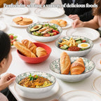 Large Serving Bowls, 78 Oz Extra Large Salad Bowl, Green Floral Pattern Design Decorative Bowls for Salad, Fruit, Pasta and Dinner, Serving Dishes for Party, Dishwasher & Microwave Safe