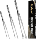 Kitchen Tweezers Tongs, Cooking Tweezers Stainless Steel - 3 Size 12'' 10'' & 8 inch Ideal for Meat, pasta, plating and pinching delicate small pieces of food, Set of 3