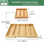 Utoplike Bamboo Expandable Kitchen Drawer Organizer, Adjustable Utensil Holder and Cutlery Tray Organiser, Drawer Divider for Silverware, Flatware, Knives in Kitchen, Bedroom, Living Room, 5 Slot