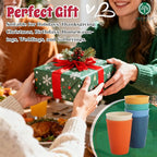 Homienly Drinking Glasses Wheat Straw cups,Unbreakable Alternative to 12oz Plastic Cups,Stackable and Lightweight Cups for Juice,Iced coffee-Colorful