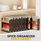 SpaceAid Bamboo Pull Out Spice Rack Organizer for Cabinet, Heavy Duty Slide Out Seasoning Kitchen Pantry Sliding Vertical Organization, 7.6" Wide, 3 Drawers(2" Wide), 2-Tier, Black