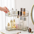 Aveniee Corner Bathroom Counter Organizer, Bathroom Countertop Shelf Makeup Organizer for Vanity Perfume Tray for Corner Storage (2 Tiers, Grey)