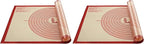 Non-slip Silicone Pastry Mat Extra Large with Measurements 36''By 24'' for Baking Mat, Counter/Dough Rolling/Oven Liner/Fondant/Pie Crust（Red） (Pack of 2)