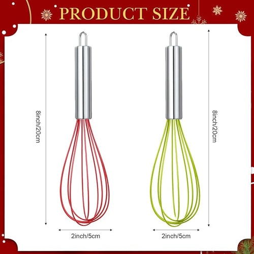 24 Sets 8 Inch Whisks Bulk DIY Fillable Whisk Gifts Colored Silicone Whisks for Cooking Heat Resistant Egg Beaters for Candy Holder Party Favors
